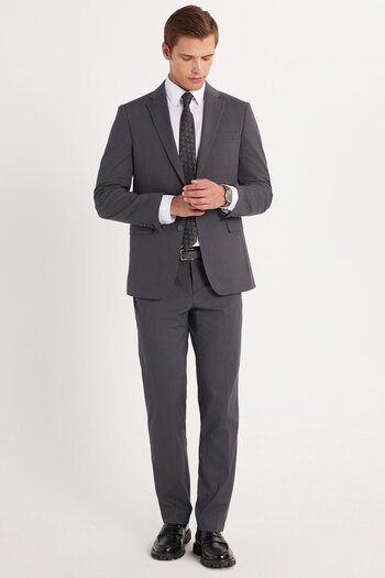 Tudors Men's Slim Fit Mono Collar Lycra Flexible Fabric Smoked Suit