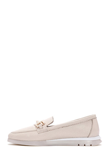 Derimod Women's Cream Buckle Genuine Leather Comfort Penny Loafer Shoes Casual Daily Shoes 25Sfd151818