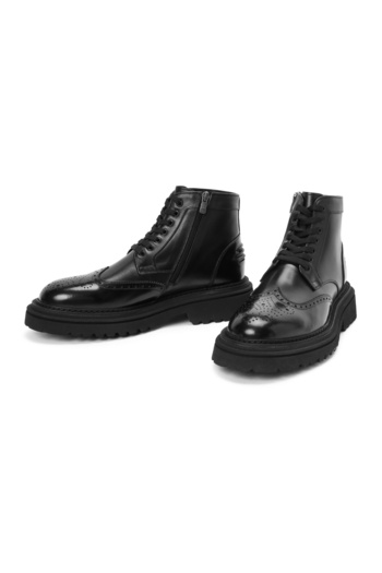 Derimod Ανδρικές μαύρες δερμάτινες μπότες casual με φερμουάρ 24WFD720518