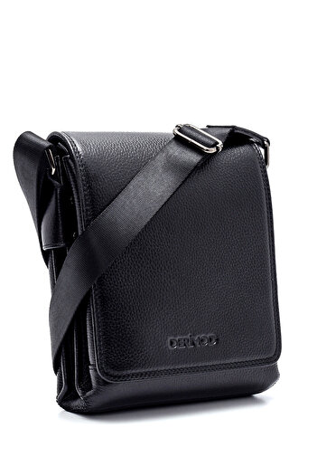 Derimod Men's Black Leather Messenger Bag 21Sbd3106Ft