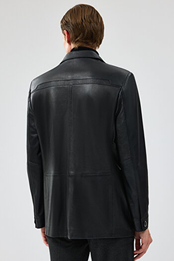 Derimod Kevin Erkek Siyah Blazer Deri Ceket 21WGD6405U4