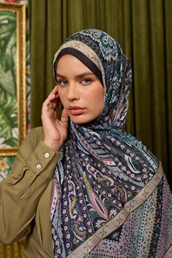 İpekhan Marrakech Collection Soft Shawl Black Grey 3047-08
