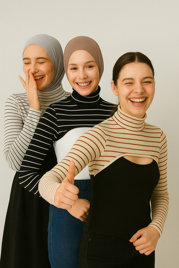 mirach 3-Piece Striped Advantage Pack Turtleneck Hijab Neck Collar
