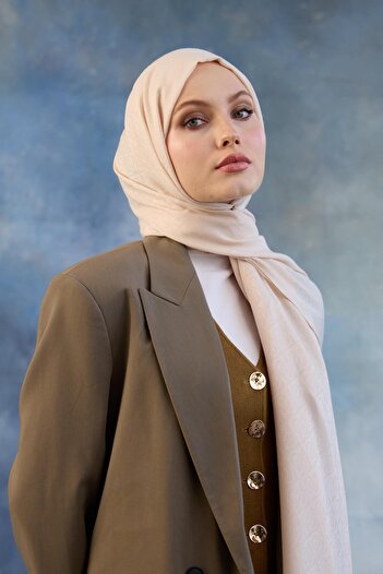 İpekhan Logo Pattern Cotton Jacquard Shawl Alaçatı 8008-25