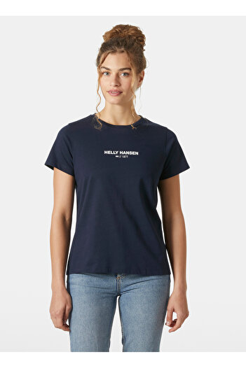 Helly Hansen Hha.54591_Helly Hansen W Core T-Shi Navy Blue Crew Neck Normal Plain Women's T-Shirt