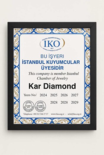 KAR DİAMOND 14 Ayar Altın Zincirli Taşlı Şans Yoncası Çiçekli Kadın Kolye - Sertifikalı Işıklı Kutu Hediye