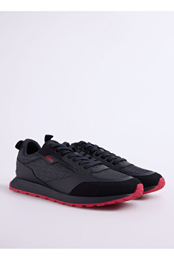 HUGO Erkek Rahat Yüksek Taban Monogram Marka Logolu Deri Siyah1 Sneaker 50536205-006