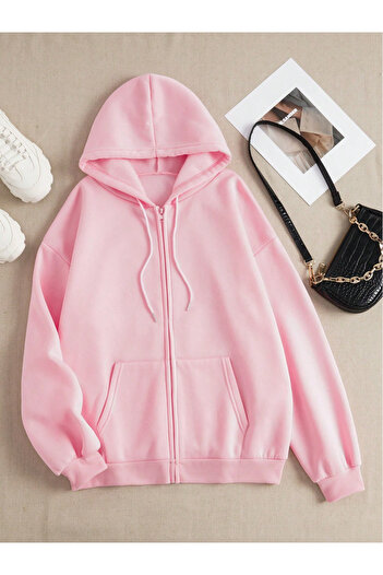 S&A DESIGN Unisex Oversize Φούτερ με φερμουάρ Hoodie-Cardigan