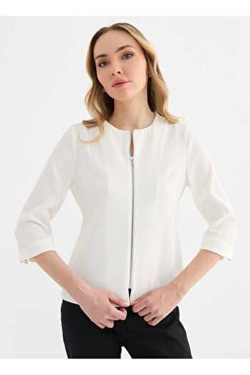 Selen Standart Ekru Kadın Ceket 25YSL1466