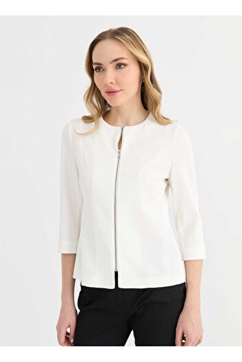 Selen Standart Ekru Kadın Ceket 25YSL1466