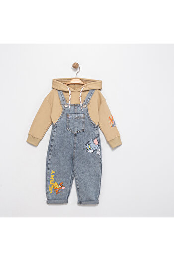Mişsa Bebe Children's Jeans Salopet Loose Cut Denim 3-6 Years Old 2 Pieces