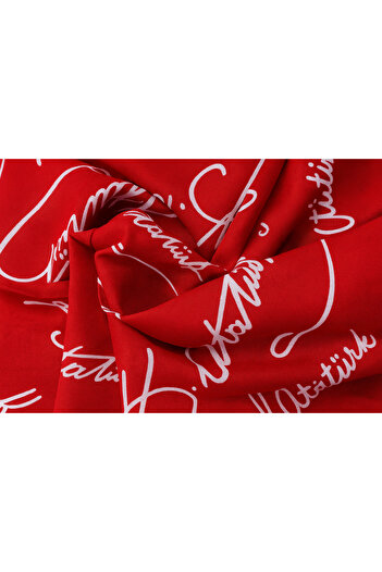 Sibel Günay Butik Atatürk İmzalı Kırmızı Fular | Bandana | Unisex