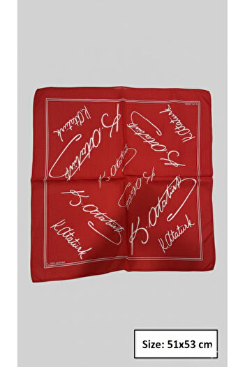 Sibel Günay Butik Atatürk İmzalı Kırmızı Fular | Bandana | Unisex