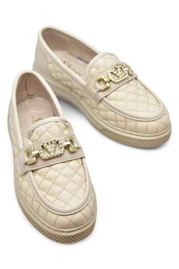 ISPARTALILAR 399 Comfortable Sole Casual Women's Shoes Women's Laofer Shoes Argyle Pattern
