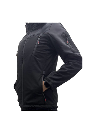 Şengüler Winter Softshell Waterproof Black-Grey Fleece Coat