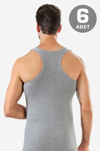 Arma Yıldız 6 Pack Gray Men's Rambo Sports Singlet 100% Cotton Rib