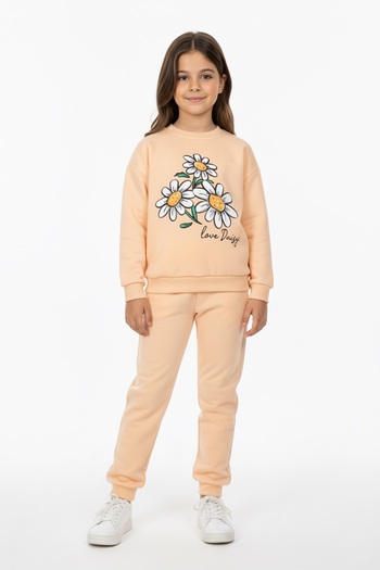 Mnk Baby&Kids Φούτερ για κορίτσια Daisy Motif - MNK0620 ΚΑΦΕ