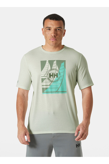 Helly Hansen Hha.34419_Helly Hansen Hp Race Grap Light Green Crew Neck Regular Straight Men's T-Shirt