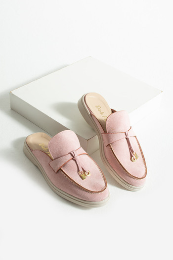 diclepolat Women's Powder Suede Slip-On Loafer Women's Slippers Luna