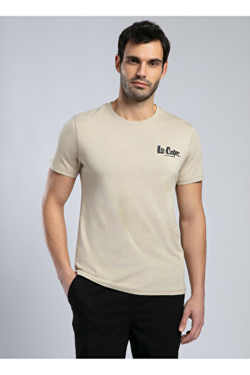 Lee Cooper Ανδρικό μπλουζάκι με στρογγυλή λαιμόκοψη μπεζ 252 LCM 242060 RINALDO BEIGE