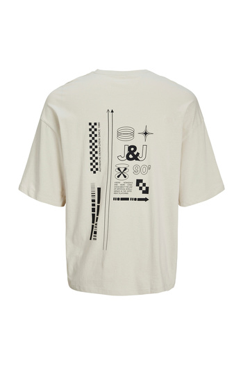 Jack & Jones Ανδρικό μπλουζάκι με λαιμόκοψη μπεζ 12273506_JJALMOS TEE SS CREW NECK