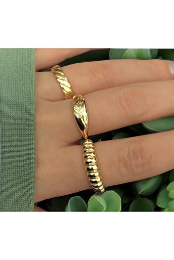 Vitastyle Gold 3-Piece Combined Ring Set