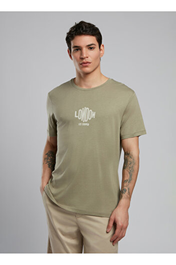 Lee Cooper Round Neck Khaki Men's T-Shirt 252 Lcm 242022 Lev Khaki