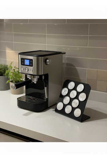 Trend Pleksi L Capsule Coffee Stand (Nespresso & Jacobs Capsule Compatible 10 Capacity Black)