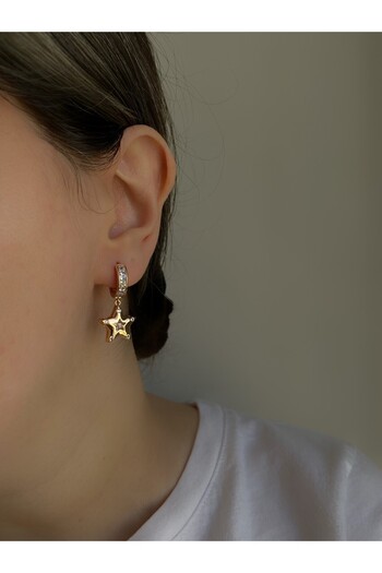 Owentis Steel Rose Gold Stone Archie Star Earrings - Does Not Tarnish -