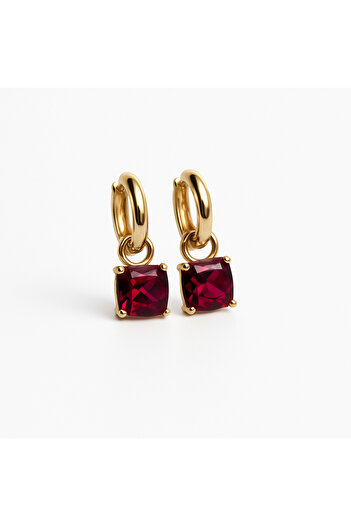 Owentis Steel Rose Gold Claret Red Solitaire Series Lily Earrings - Does Not Tarnish -
