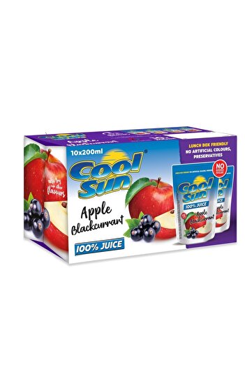 cool sun 100% Apple & Blackcurrant Juice 200ml No Add Sugar X 40 Pcs