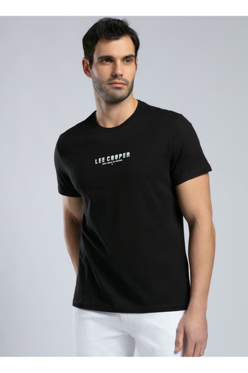 Lee Cooper Ανδρικό μπλουζάκι με στρογγυλή λαιμόκοψη μαύρο 252 LCM 242024 PATRICO BLACK