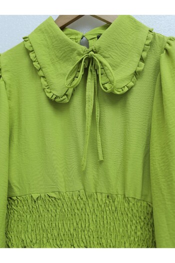HİJABAYA Long Sleeve Baby Collar Elastic Waist Blouse