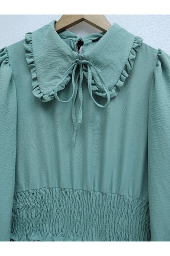 HİJABAYA Long Sleeve Baby Collar Elastic Waist Blouse