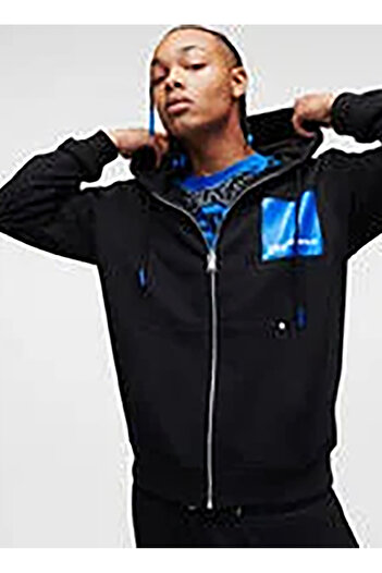 Karl Lagerfeld Jeans Kapüşon Yaka Mavi Erkek Sweatshırt 235D1803_KLJ REGULAR ZIP-UP HOODIE