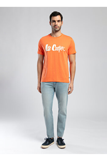 Lee Cooper Crew Neck Orange Men's T-Shirt 252 Lcm 242001 Londonlogo Orange