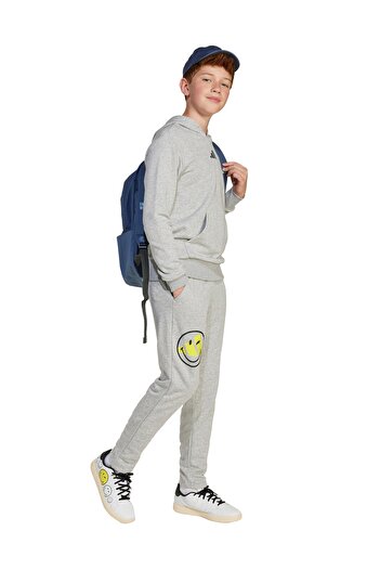 adidas Plain Boys' Gray Sweatshirt Jd3288-J Smi Hoodie