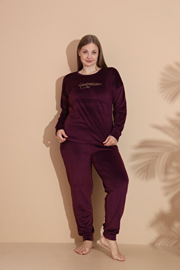 Estiva Women's Winter Velvet Oversized Pajama Set