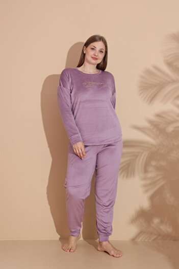 Estiva Women's Winter Velvet Oversized Pajama Set