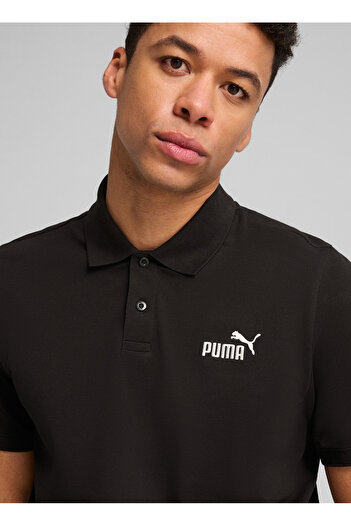 Puma 68255201 Ess No. 1 Logo Pique Polo Black Polo Collar Regular Fit Men's T-Shirt