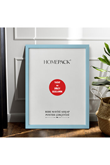 HOMEPACK 25X30 cm Light Blue Wooden Framed Poster Frame, Blank Frame, Light-Blue-Frame-25X30