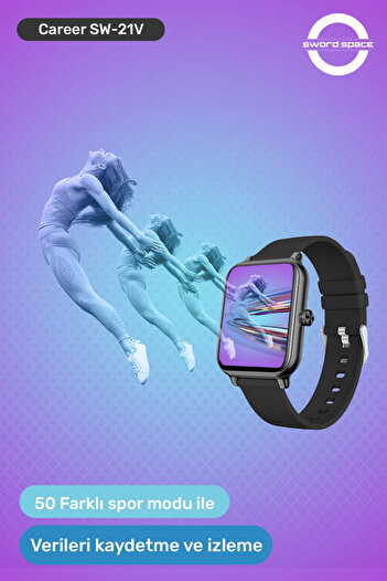 SWORD Career Akıllı Saat Bildirim,Sağlık,UykuTakibi,Spor,iOS&Android Uyumlu 44mm IP67 Uzun Pil Ömrü SW-21V