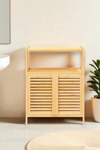 Digithome Bambu Çift Kapaklı 2 Raflı Banyo Düzenleyici Organizer Yatay Dolap DB-0038