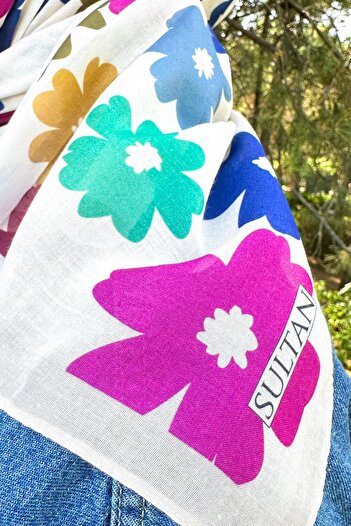 Sultan Eşarp Sultan Fresh Cotton Scarf - Flying Flowers - Sfe009-13