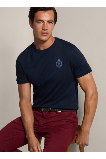 Hackett Bisiklet Yaka Koyu Lacivert Erkek T-Shirt HM500846
