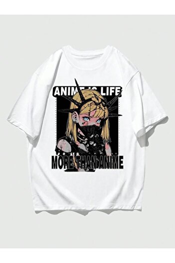 Flaubert - Anime Printed Cotton Oversize T-Shirt Large Size
