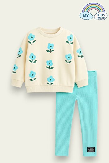 My Kids Wear Floral Patterned Two Thread Set for Girl