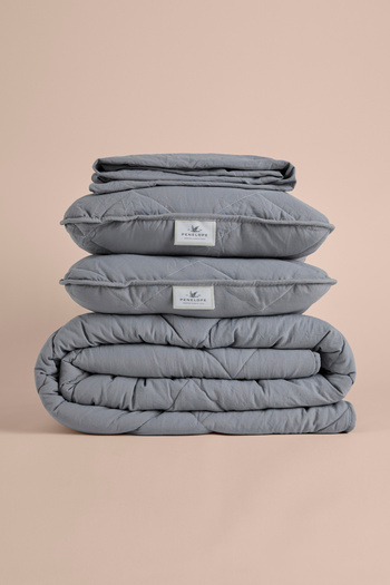 Penelope Microfiber Fabric Double Gray Pillow Quilt Set - Colors in Comfort