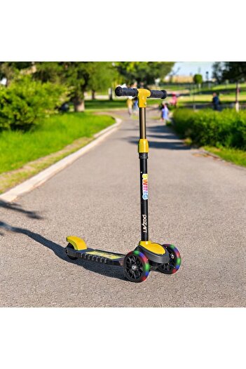 SWİNG SCOOTER 3-Wheeled Led Lighted 3-Stage Children's Scooter with 40 Kilogram Capacity for 3-6 Years Old
