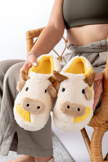 Slipcat Women's Ox Figured Silent Sole Plush House Slippers